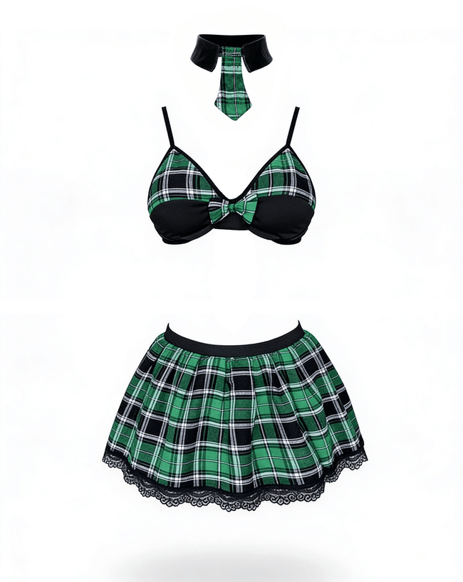 Love In Leather - Green School Girl Outfit | Assorted Sizes