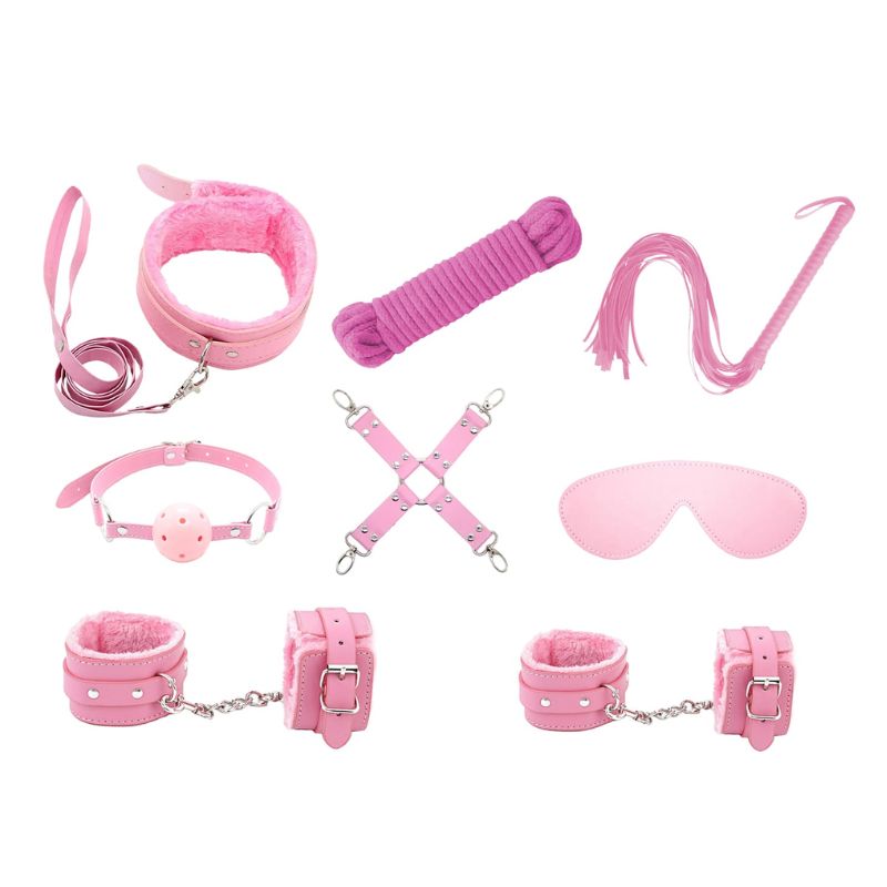 Love In Leather - 9 Piece Bondage Kit | Pink