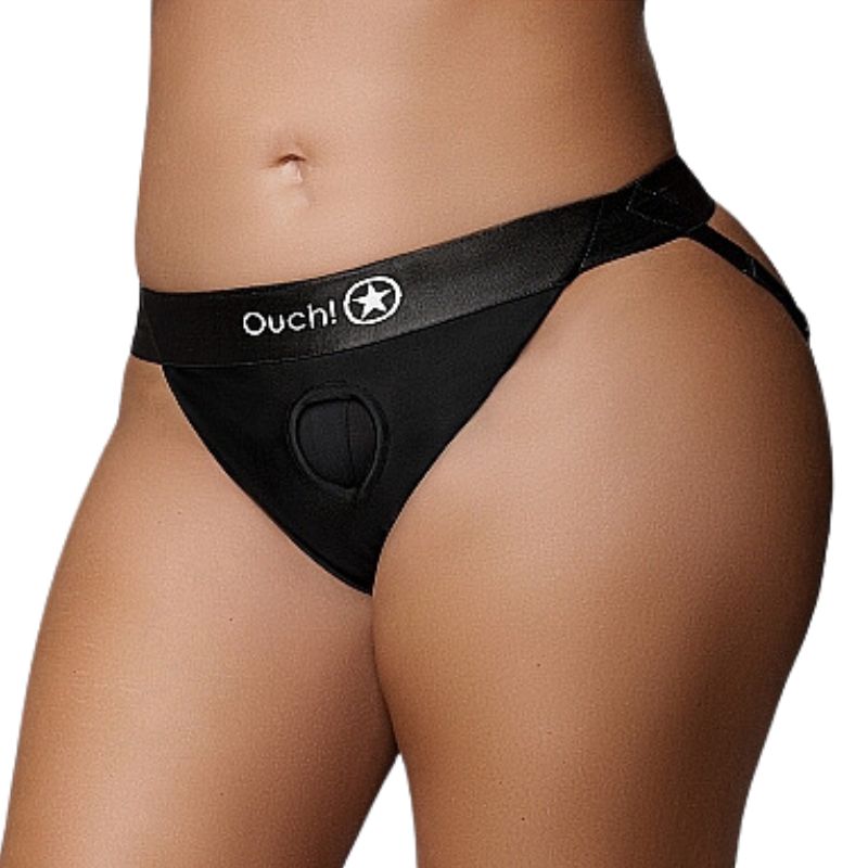 Ouch! - Vibrating Strap-On Panty Harness w/ Open Back | Assorted Sizing