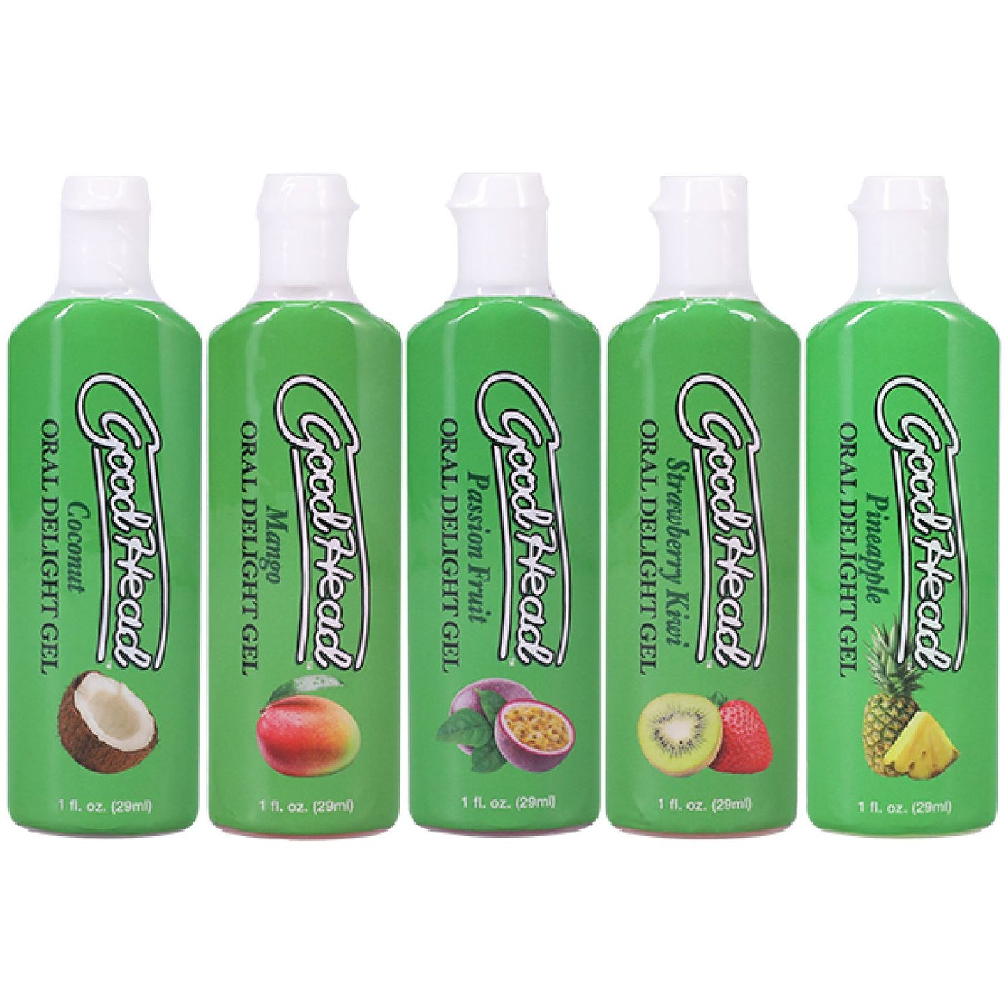 Doc Johnson – Good Head Oral Delight Gel Tropical Fruits Multi 5-Pack | Flavored Oral Sex Gel