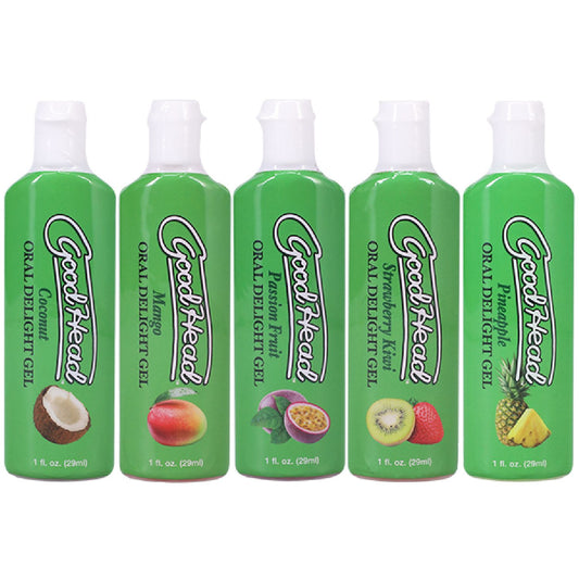 Doc Johnson – Good Head Oral Delight Gel Tropical Fruits Multi 5-Pack | Flavored Oral Sex Gel