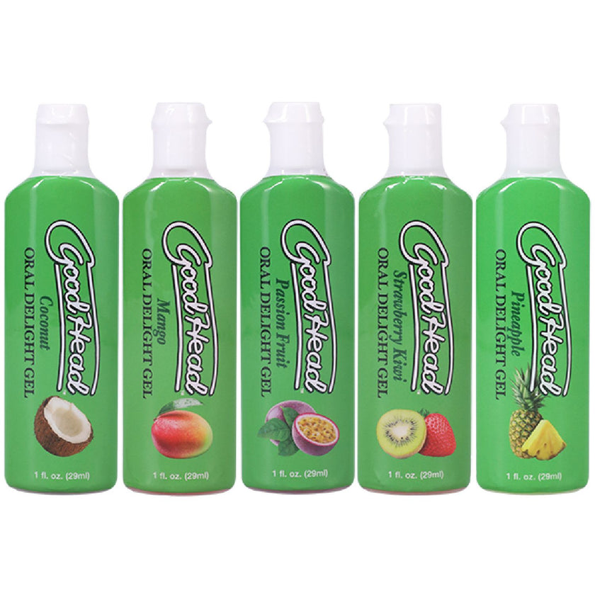 Doc Johnson – Good Head Oral Delight Gel Tropical Fruits Multi 5-Pack | Flavored Oral Sex Gel