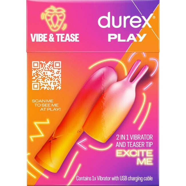 Durex - Play Vibe & Tease 2-in-1 Vibrator & Teaser Tip | Multi-Speed Vibrator