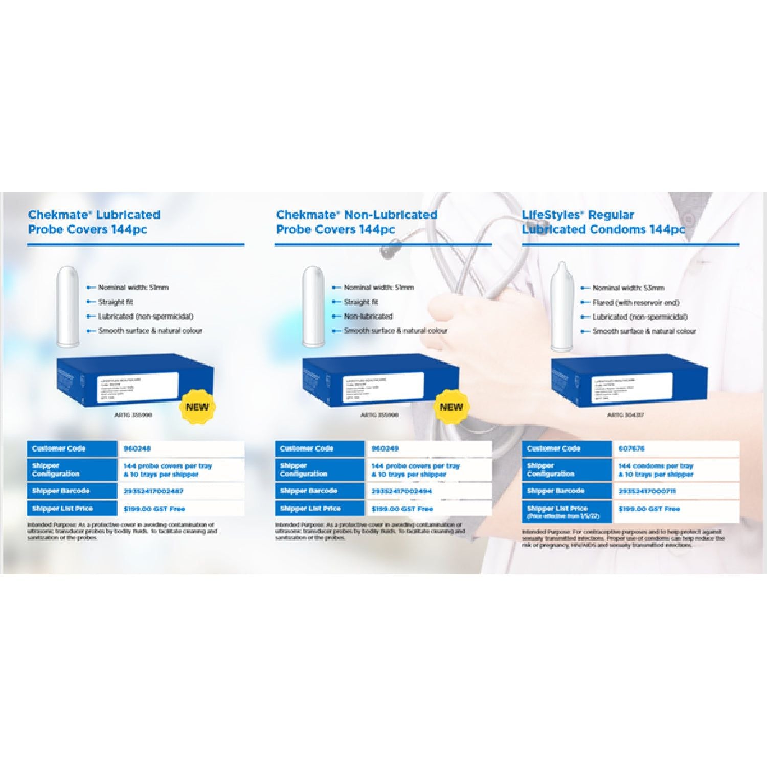 LifeStyles – 144 Pack Chekmate Lubricated Probe Cover | Probe Covers