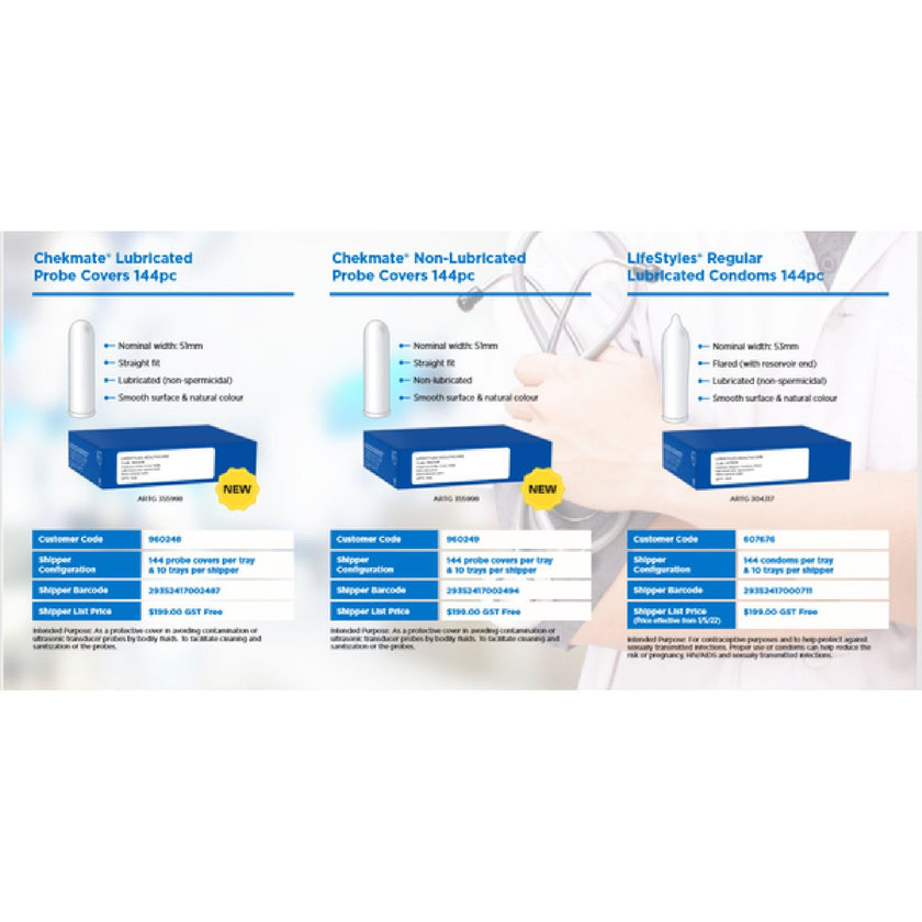 LifeStyles – 144 Pack Chekmate Lubricated Probe Cover | Probe Covers