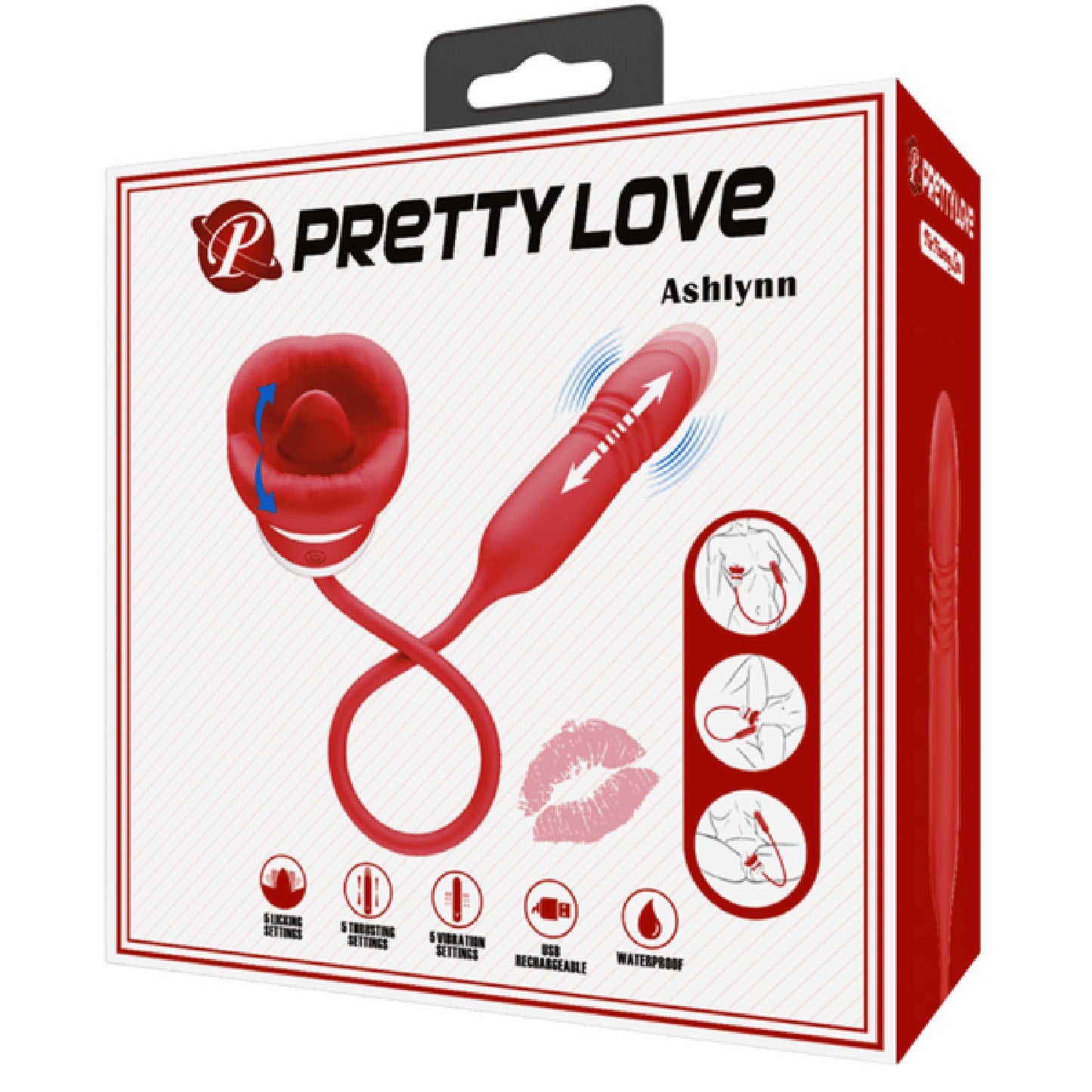 Pretty Love – Ashlynn | Mouth-Shaped Vibrator with Thrusting Bullet