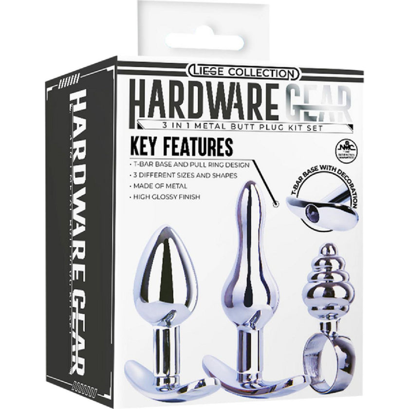Excellent Power – Leige Collection Hardware Gear 3-in-1 Metal Butt Plug Kit Set | Anal Training Kit