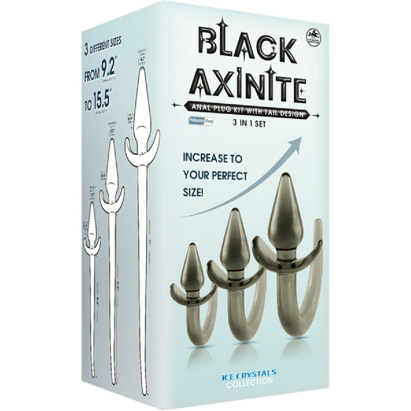 Excellent Power - Black Axinite 3-In-1 Anal Plug Kit with Tail | Anal Plug Kit