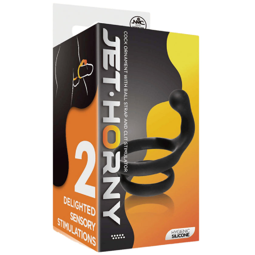 Excellent Power – Jet Horny Cock Ring with Ball Strap and Clit Stimulator | Cock Ring with Ball Strap