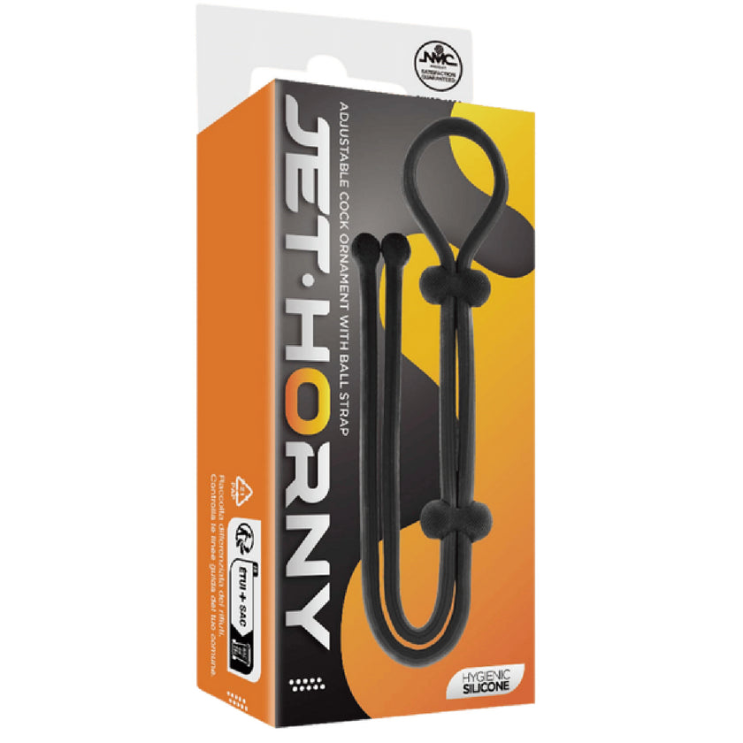 Excellent Power – Jet Horny Adjustable Cock Ring with Ball Strap (Black) | Adjustable Cock and Ball Ring With Ball