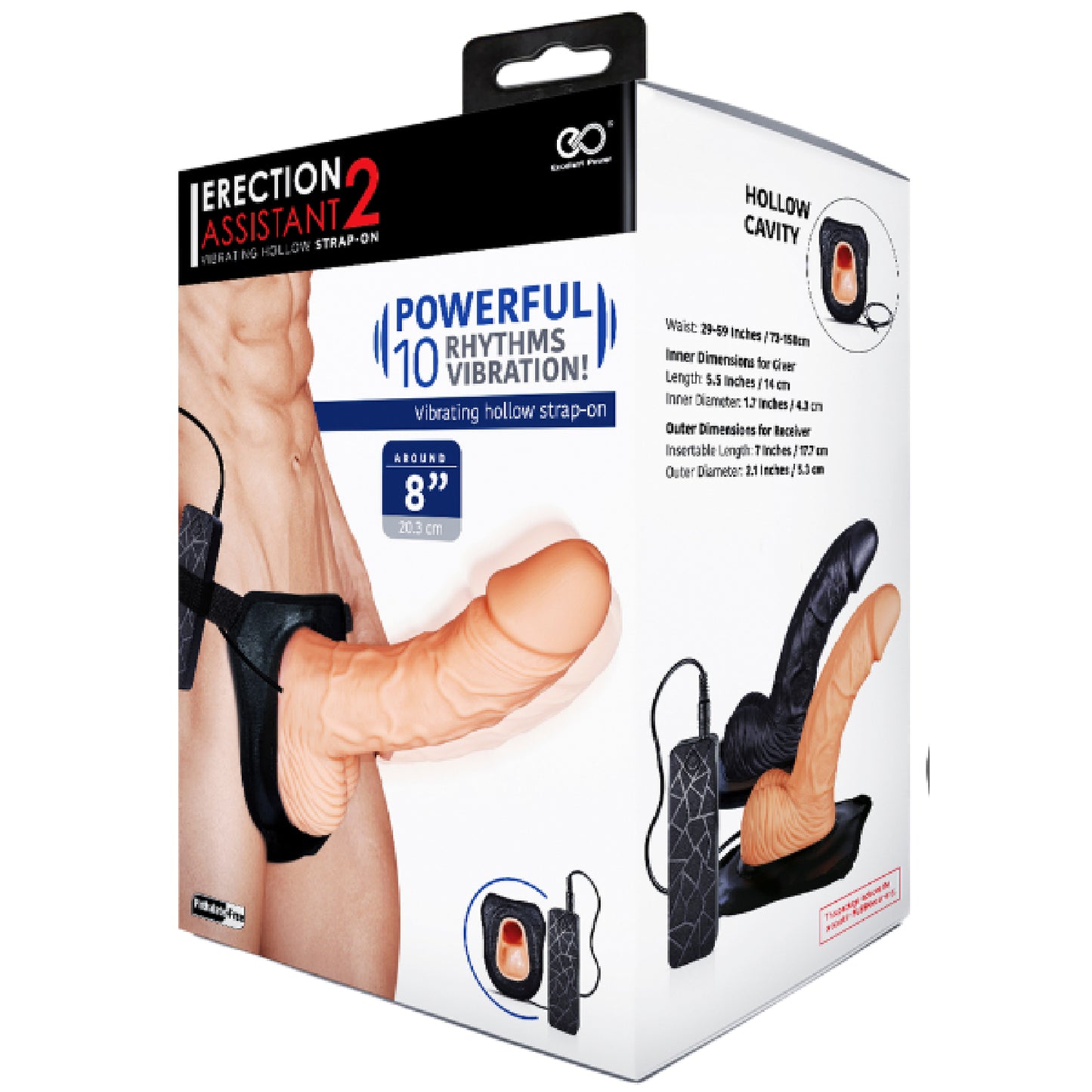 Excellent Power - Erection Assistant 2 | 8" Vibrating Hollow Strap-On