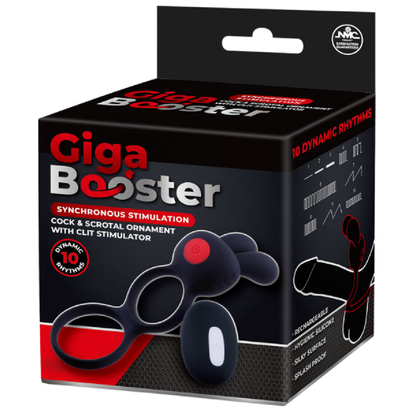 Excellent Power - Giga Booster Cock & Scrotal Ornament with Clit Stimulator | Rechargeable R.C Cock & Ball Ring
