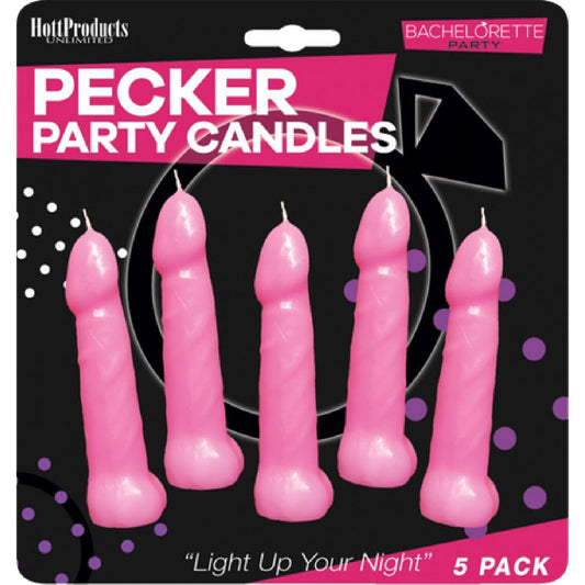 Hott Products Unlimited – Bachelorette Pecker Party Pink Candles 5pk | Party Pecker Candles