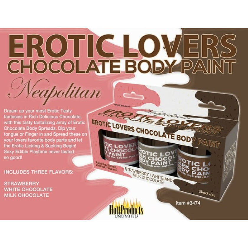 Hott Products Unlimited - Erotic Lovers Chocolate Body Paint Triple Flavour Set | Edible Body Paint Set