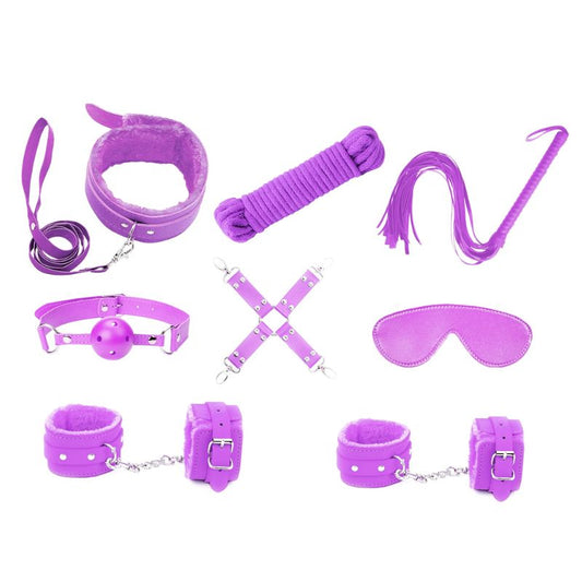 Love In Leather - 9 Piece Bondage Kit | Purple