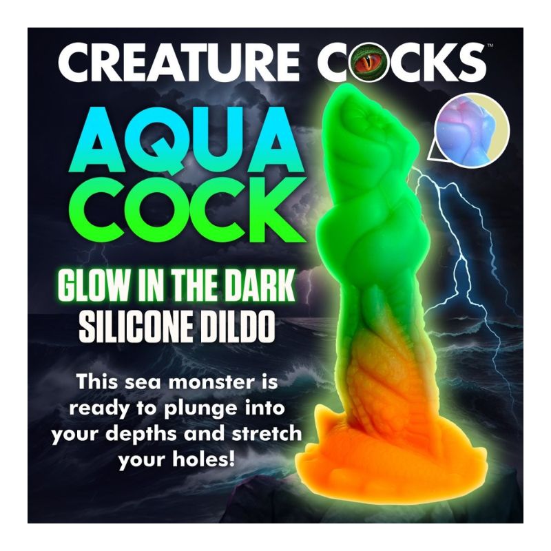 Creature Cocks - Aqua-Cock | Glow-In-The-Dark Silicone Dildo