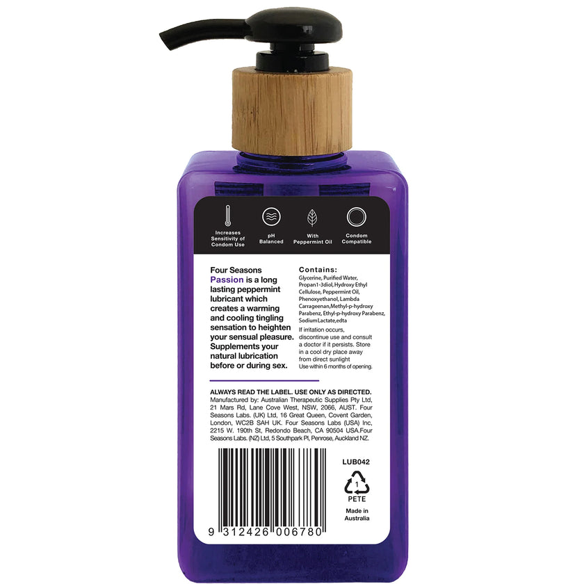 Four Seasons - Passion Peppermint 200mL | Warming & Tingling Lubricant