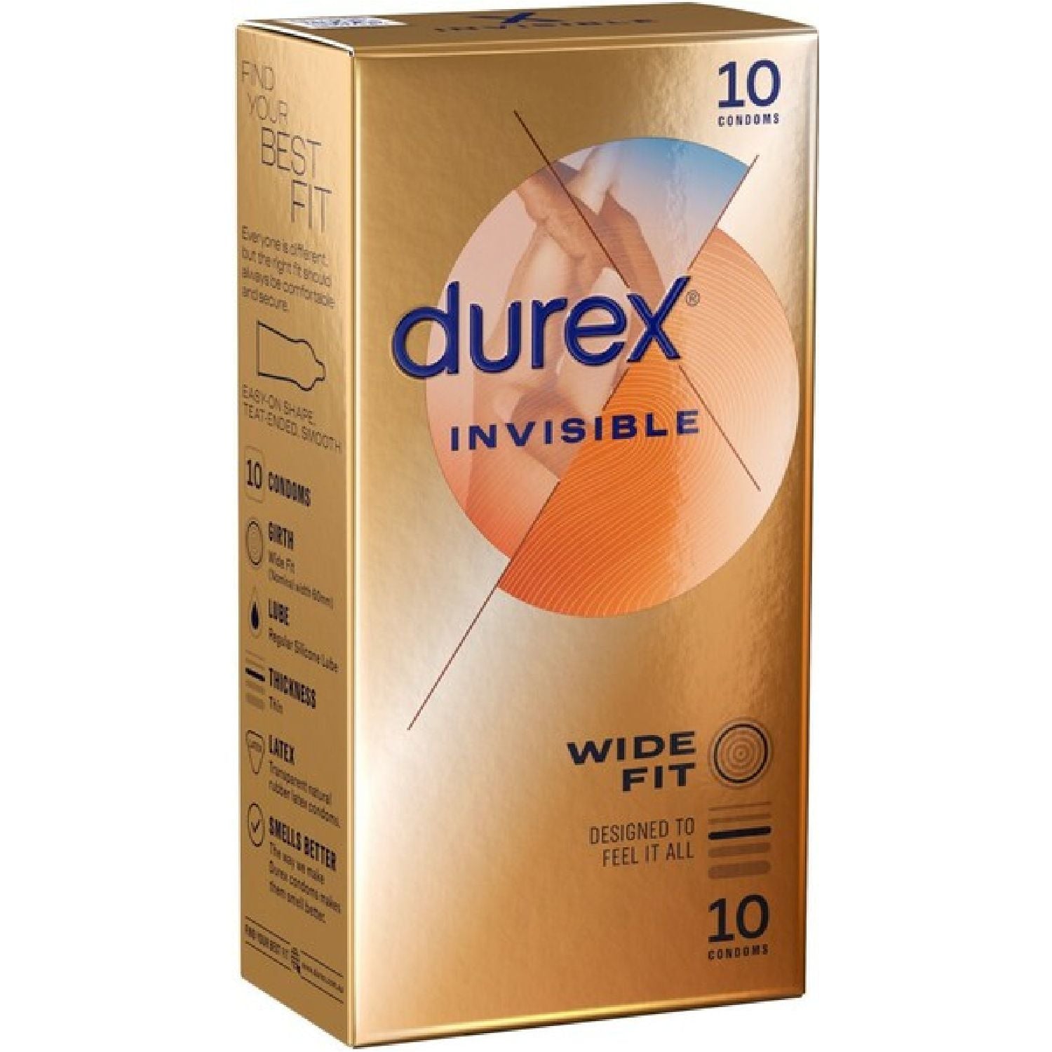 Durex - Invisible Ultra Thin 10 Pack Wide Fit | Condoms