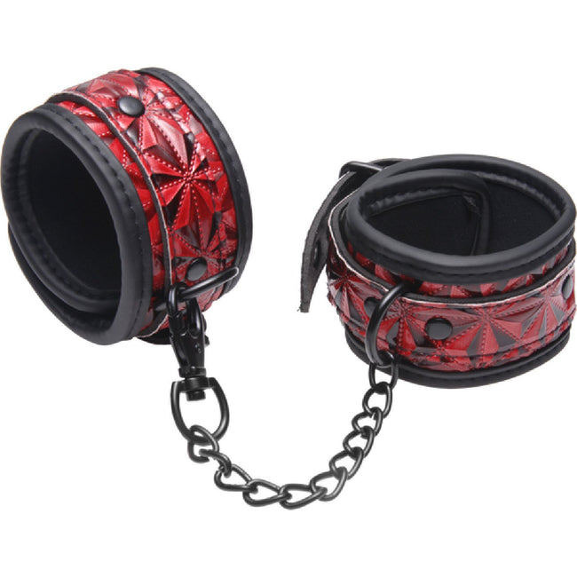 Master Series - Crimson Tied Embossed Ankle Cuffs | Adjustable Ankle Cuffs