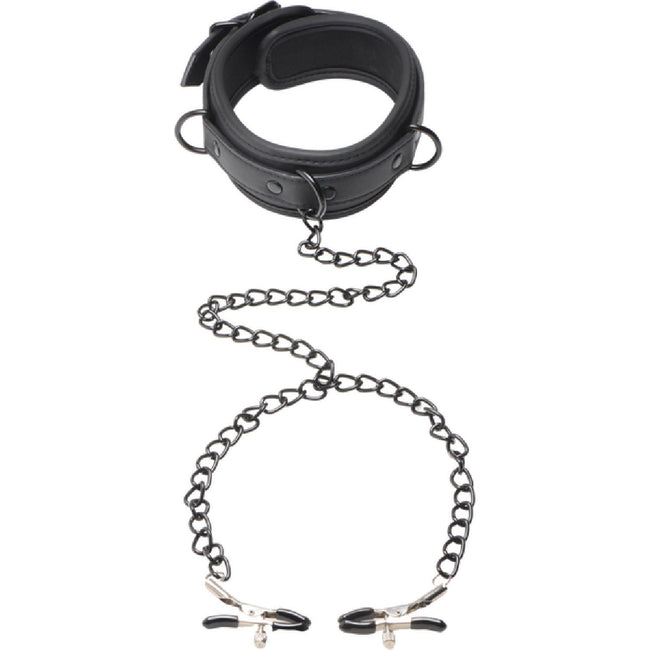 Master Series - Collared Temptress Collar With Nipple Clamps | Collar & Nipple Clamps