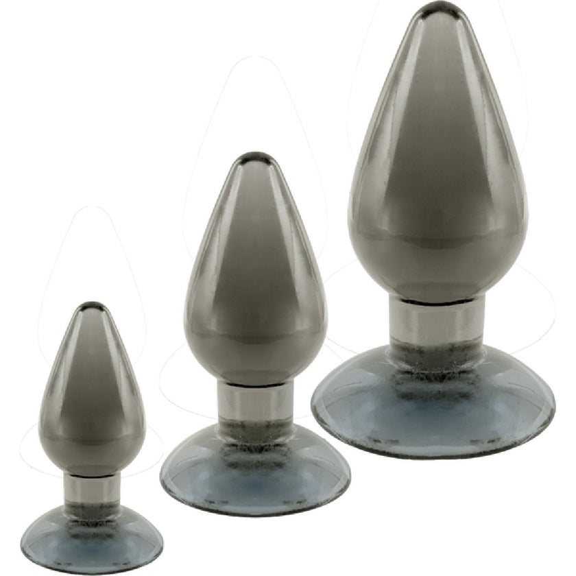 Excellent Power - Black Axinite 3-In-1 Anal Plug Kit Set | Anal Plug Kit