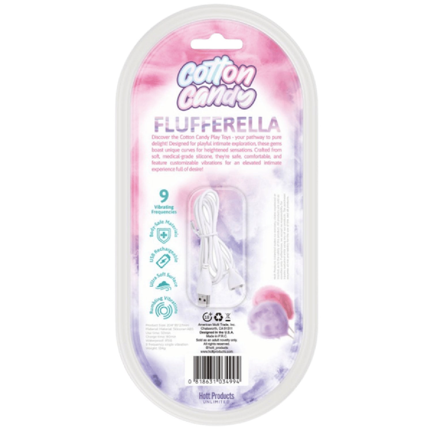 Hott Products Unlimited - Cotton Candy Flufferella | Rechargeable Vibrator
