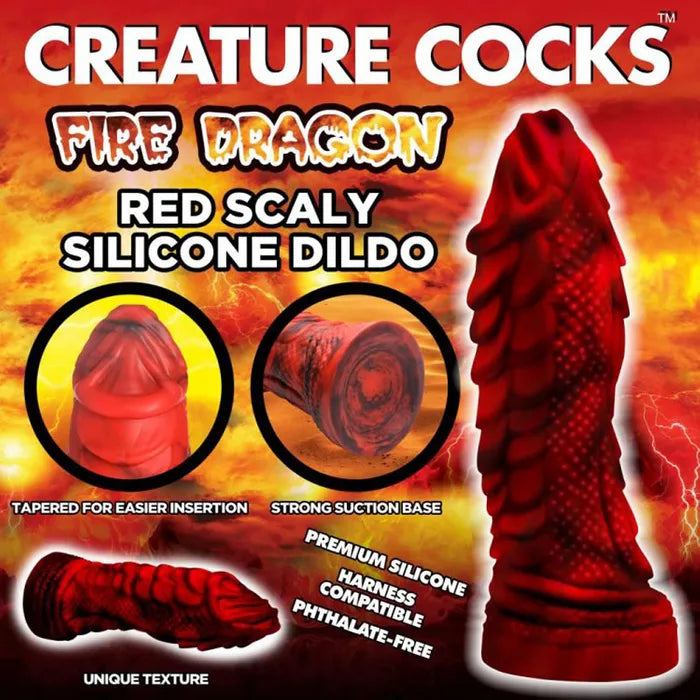 Creature Cocks - Fire Dragon Red Scaly | Silicone Dildo