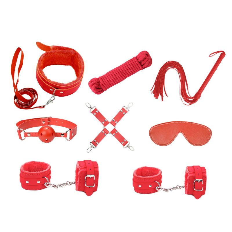 Love In Leather - 9 Piece Bondage Kit | Red