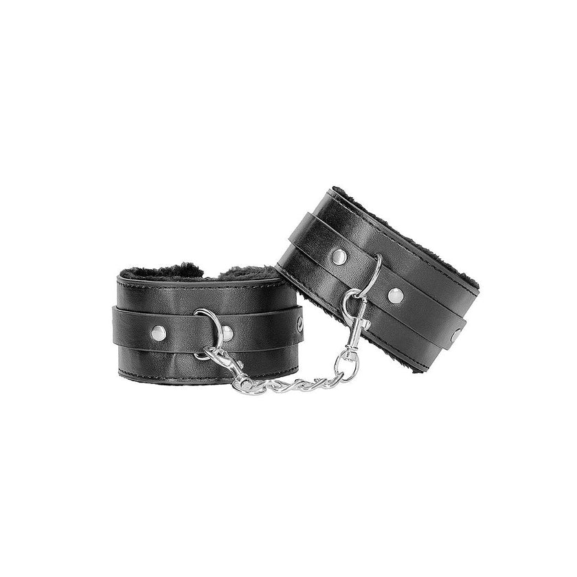 Ouch! - Black & White Range | Plush Bonded Leather Ankle Cuffs