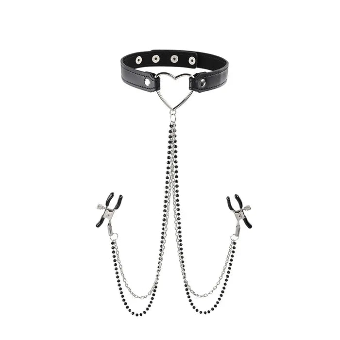 Sex & Mischief - Amor Collar w/ Nipple Clamps