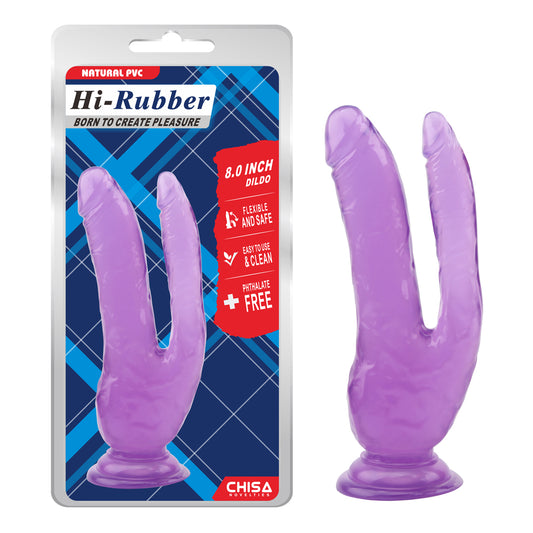 Hi-Rubber - 8 Inch Double Dildo | Purple