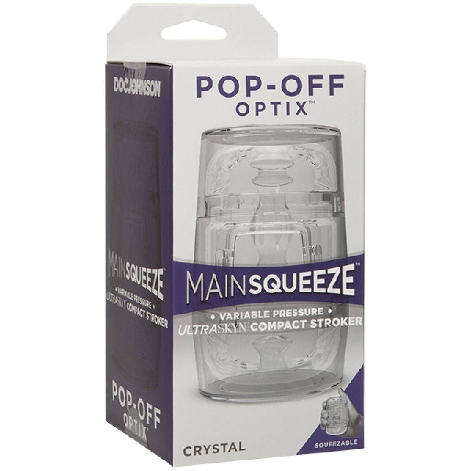 Doc Johnson – Main Squeeze Pop-Off Optix Crystal | Variable Pressure ULTRASKYN Compact Stroker