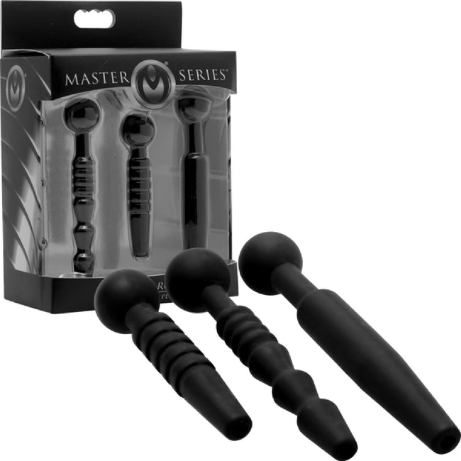 Master Series - Dark Rods 3 Piece Silicone Penis Plug Set | Urethral Plug Set
