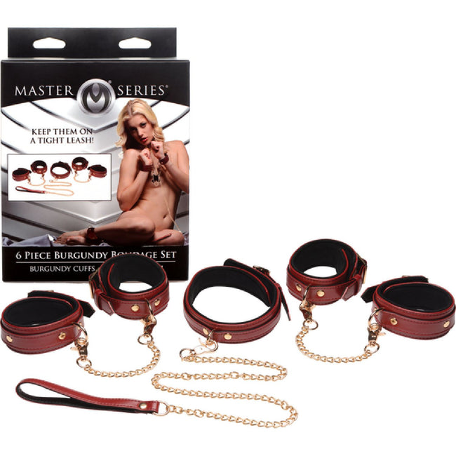 Master Series - 6 Piece Burgundy Bondage Set | Bondage Kit