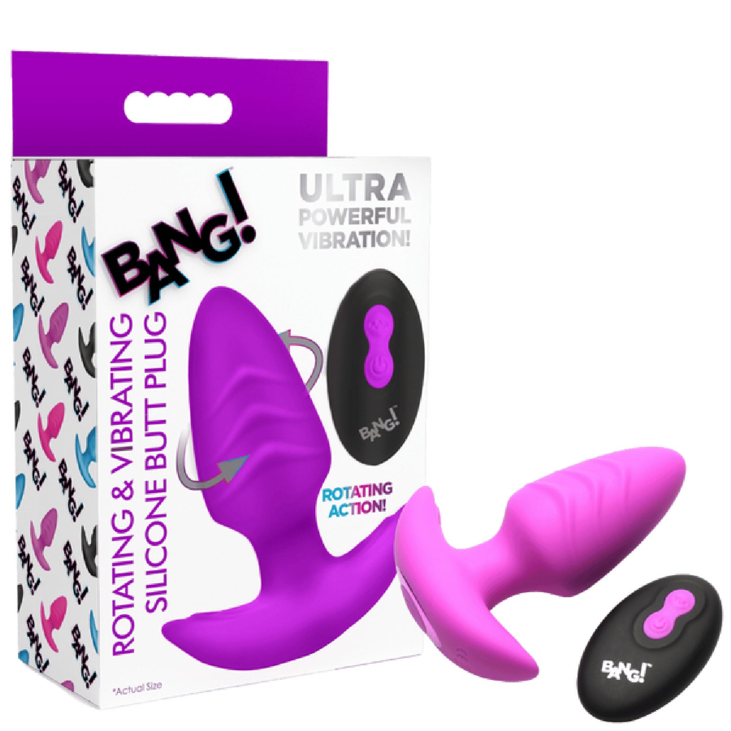 XR Brands - Rotating & Vibrating Silicone Butt Plug w/ Remote