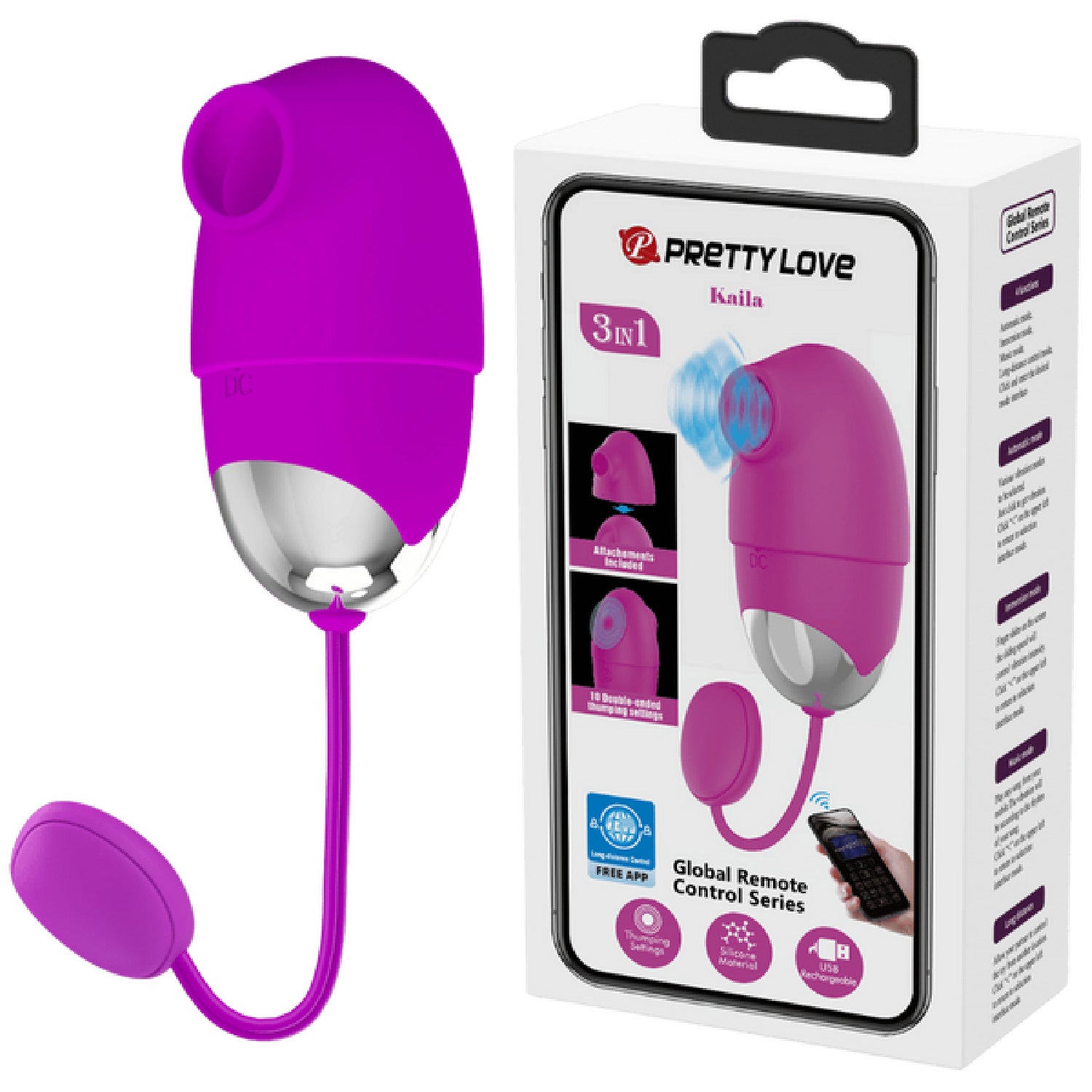 Pretty Love - Global Remote Control Series Kaila 3-in-1 | App Control Vibrating Egg