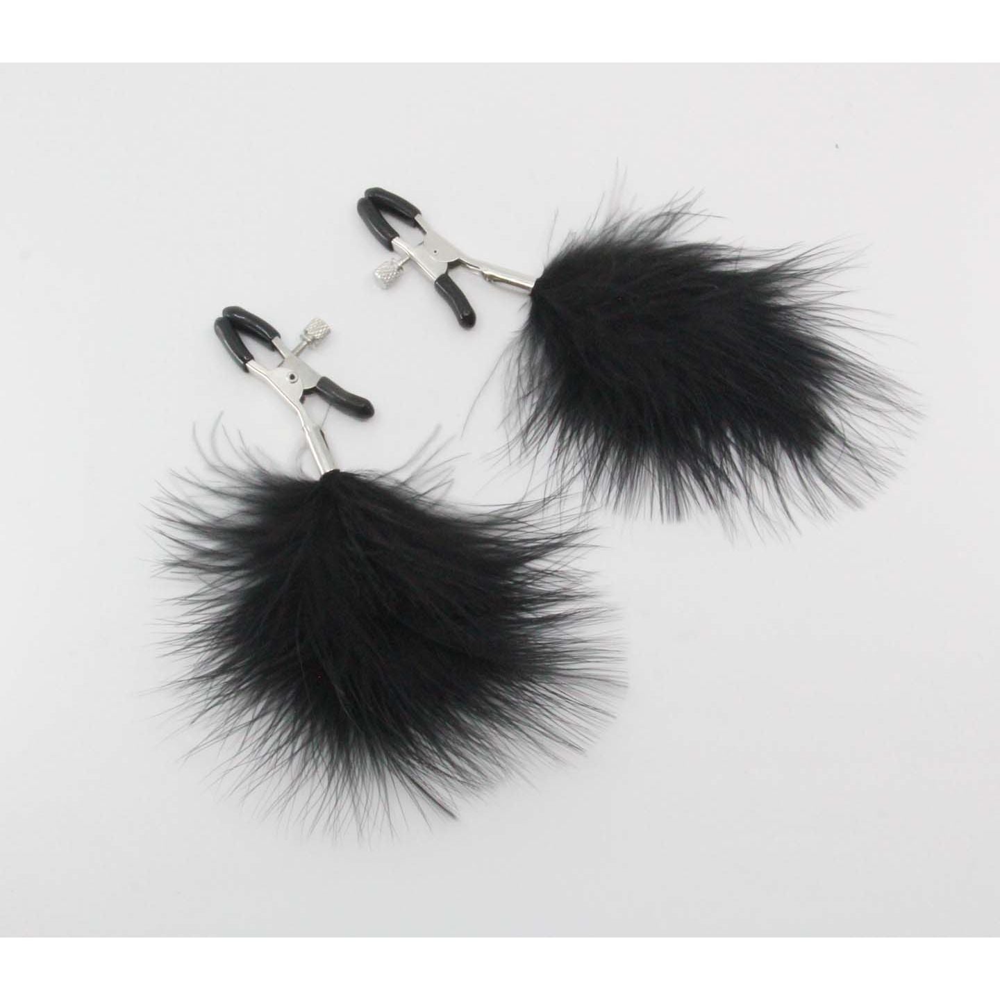 Love In Leather - Black Feather Nipple Clamps | Alligator Clip