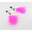 Love In Leather - Hot Pink Feather Nipple Clamps | Alligator Clip