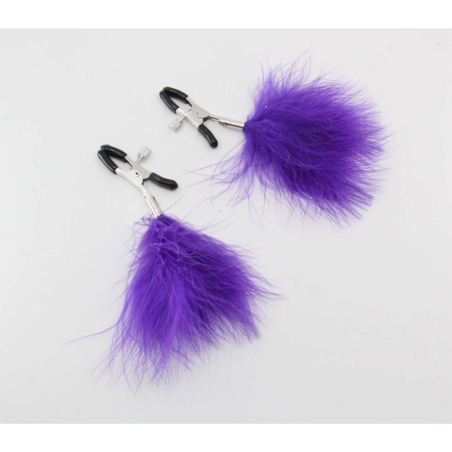 Love In Leather - Purple Feather Nipple Clamps | Alligator Clip