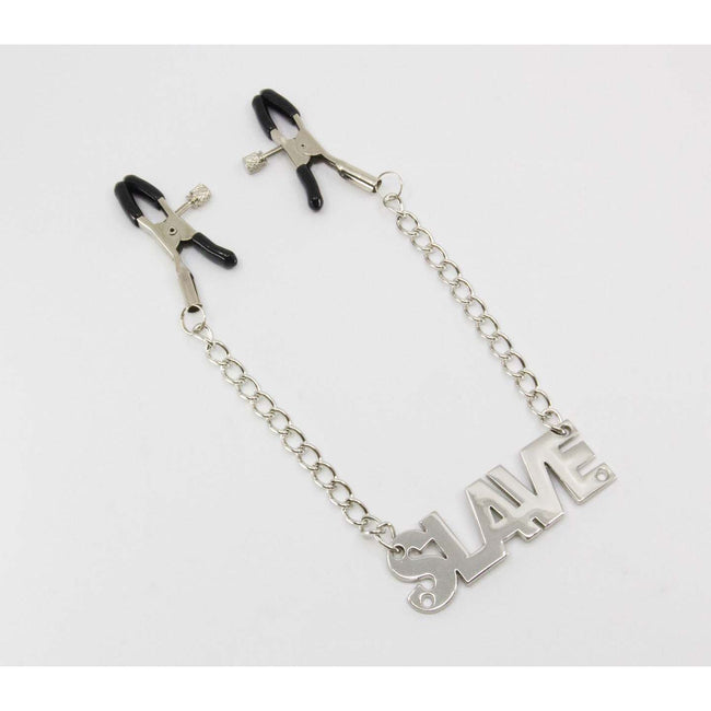Love In Leather - Word Plate Nipple Clamps | Slave