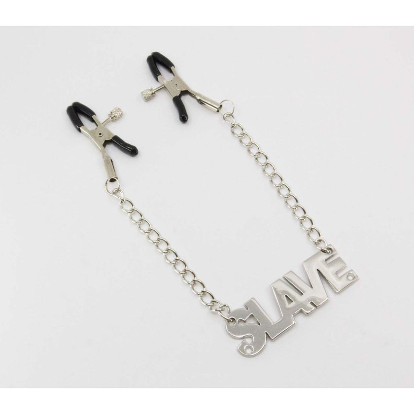 Love In Leather - Word Plate Nipple Clamps | Slave
