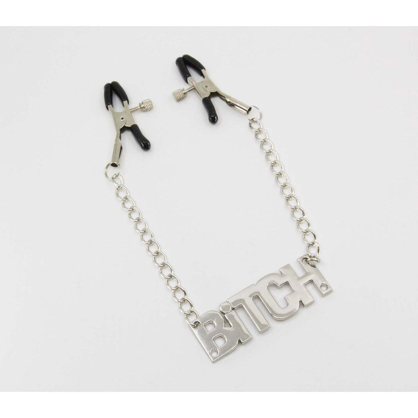 Love In Leather - Word Plate Nipple Clamps | Bitch
