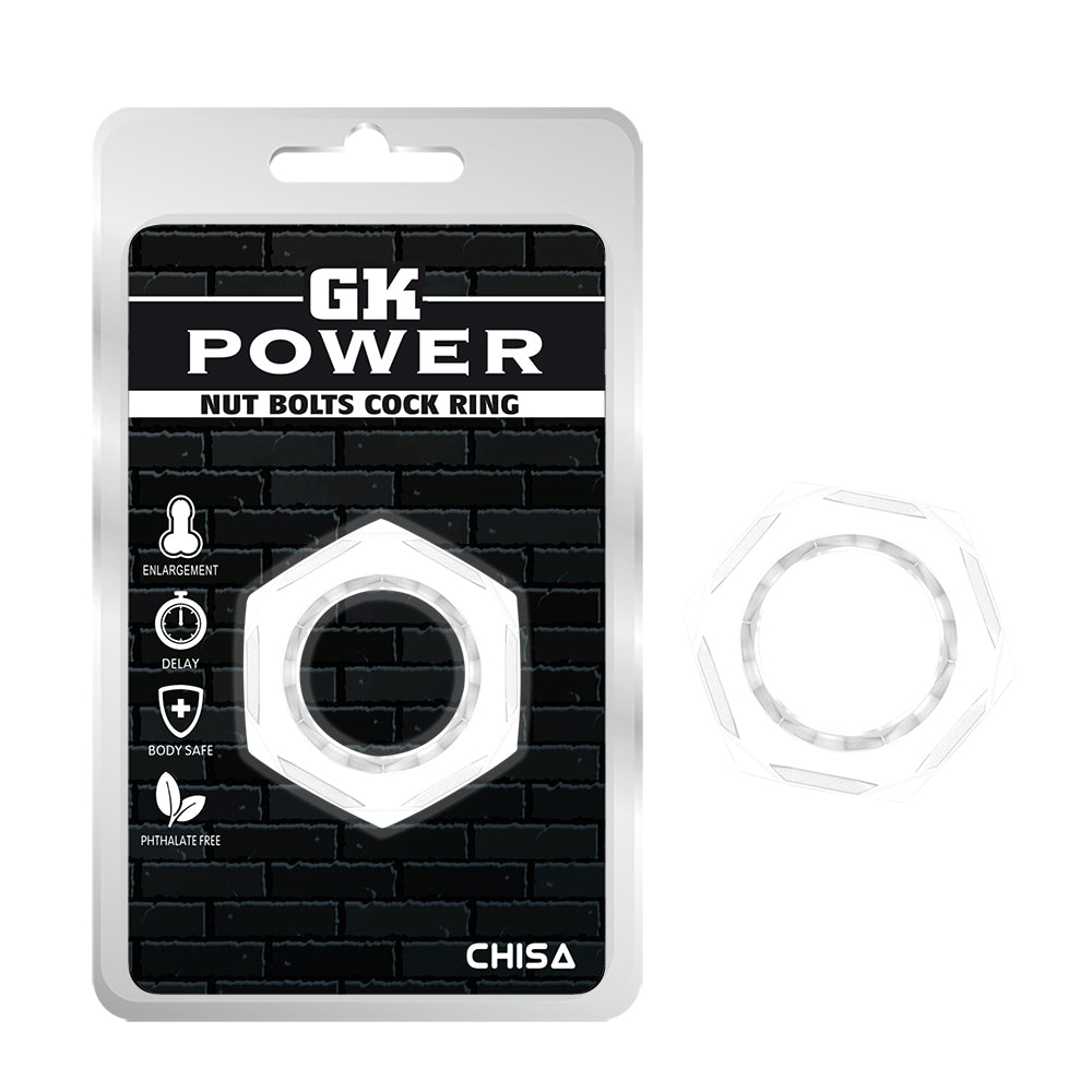 GK Power - Nuts & Bolts Cock Ring | Clear