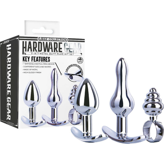 Excellent Power – Leige Collection Hardware Gear 3-in-1 Metal Butt Plug Kit Set | Anal Training Kit
