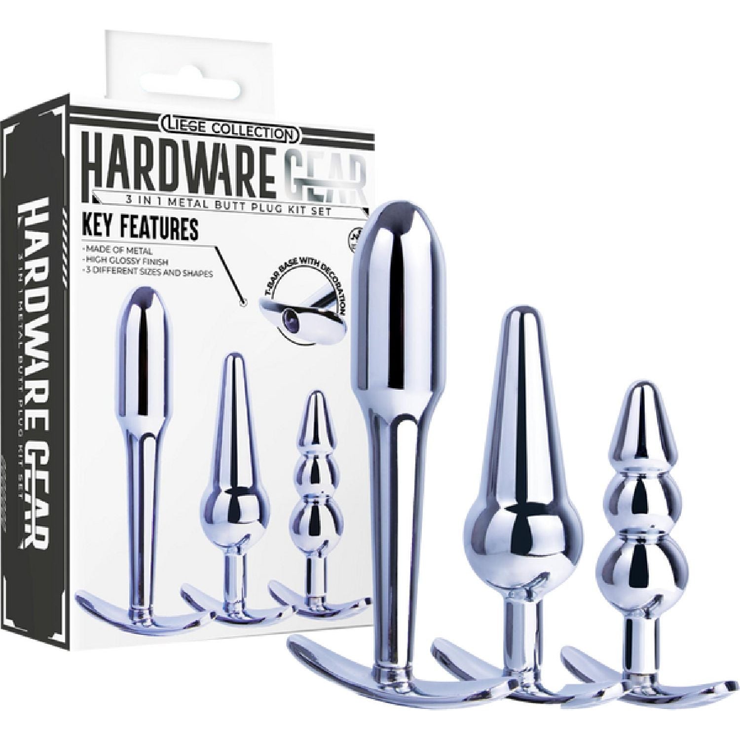 Excellent Power – Leige Collection Hardware Gear 3-in-1 Metal Butt Plug Kit Set | Anal Training Kit