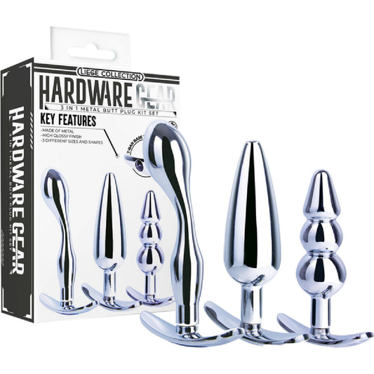 Excellent Power – Leige Collection Hardware Gear 3-in-1 Metal Butt Plug Kit Set | Anal Training Kit