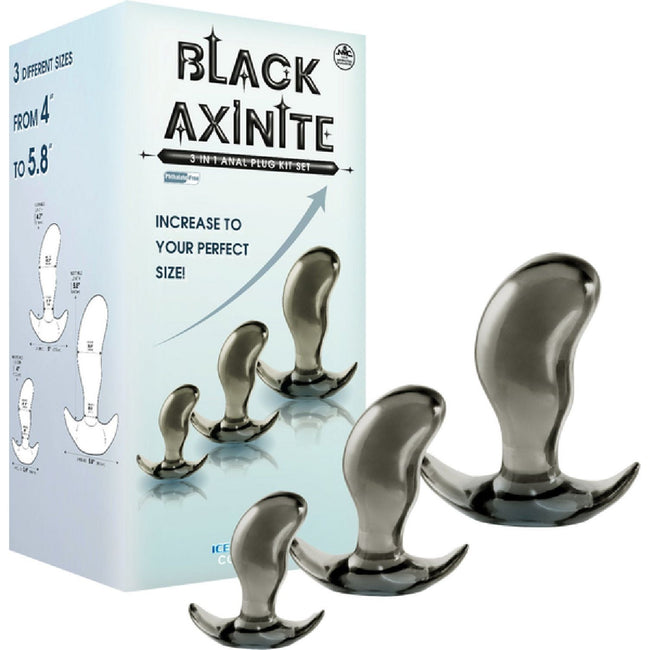 Excellent Power - Black Axinite 3-In-1 Anal Plug Kit Set | Anal Plug Kit