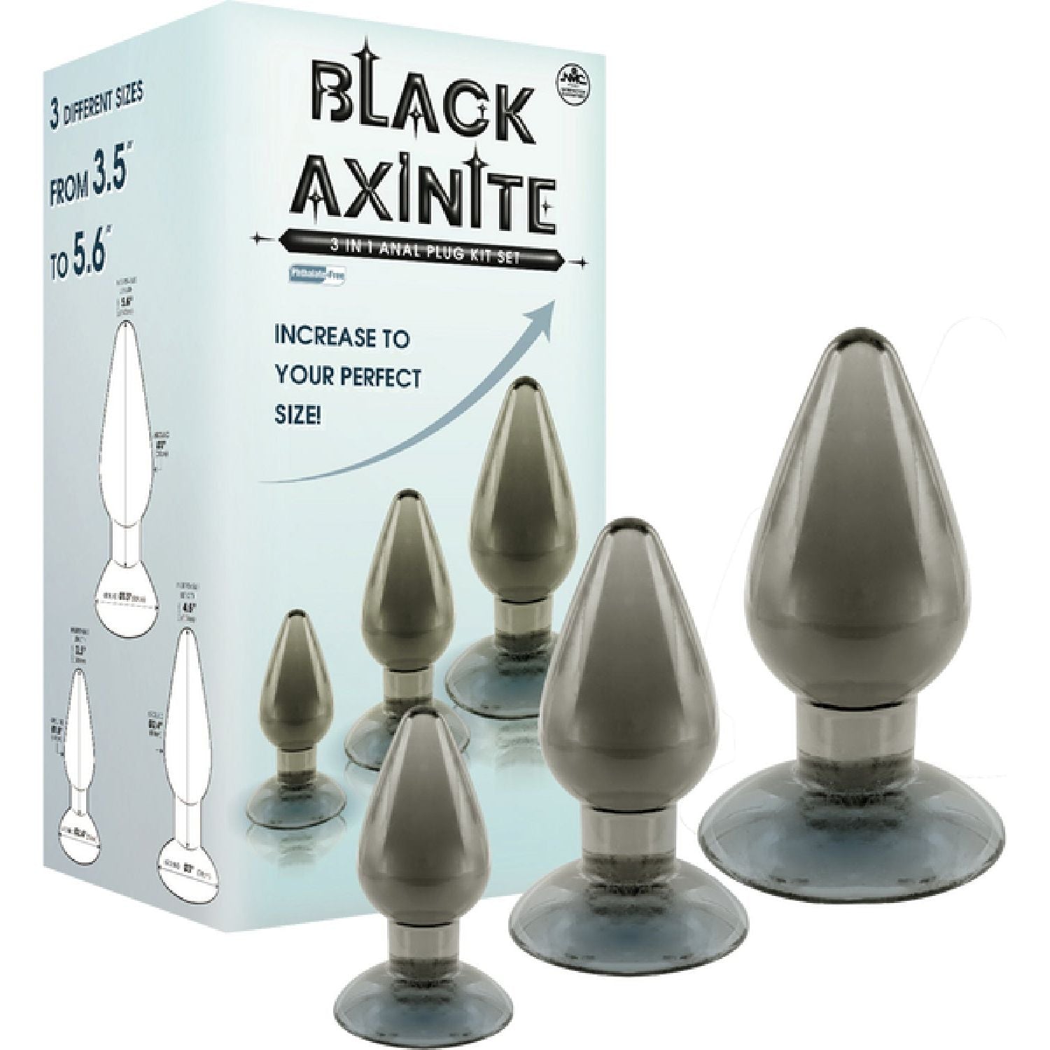 Excellent Power - Black Axinite 3-In-1 Anal Plug Kit Set | Anal Plug Kit