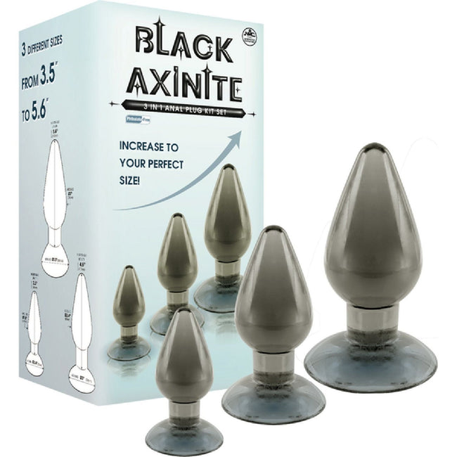 Excellent Power - Black Axinite 3-In-1 Anal Plug Kit Set | Anal Plug Kit