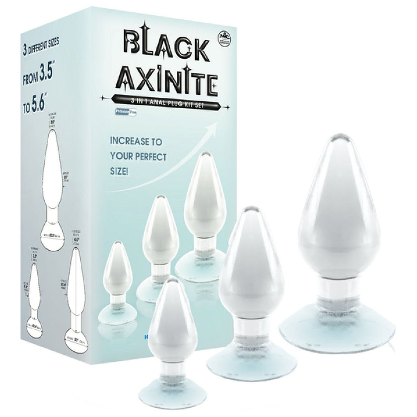 Excellent Power - Black Axinite 3-In-1 Anal Plug Kit Set | Anal Plug Kit